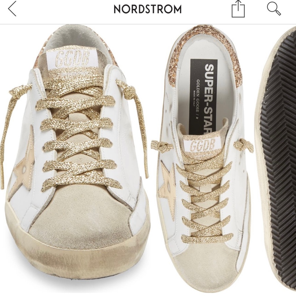 Golden Goose Super Star low gold metallic sneakers sz.10